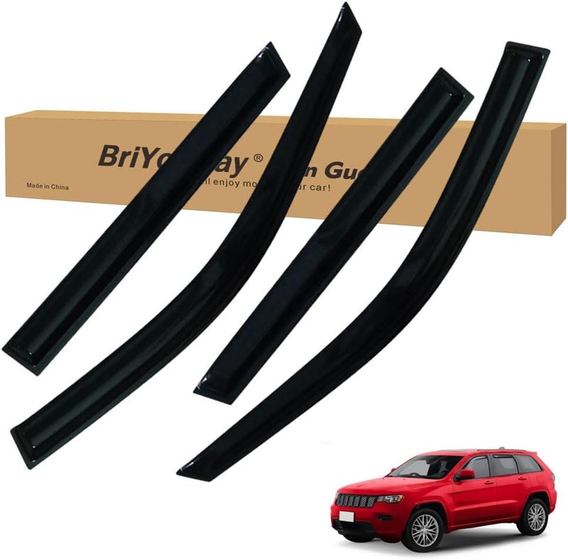 BriYorWay Vent Shades Rain Guards for Jeep Grand Cherokee 2011 2012 2013 2014 2015 2016 2017 2018 2019 2020 2021 Accessories, for Jeep Grand Cherokee Window Deflectors Window Visors - Image 1